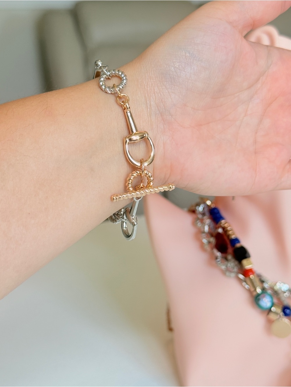 Gold and Silver Link Charm Bracelet - Picture 5 of 10